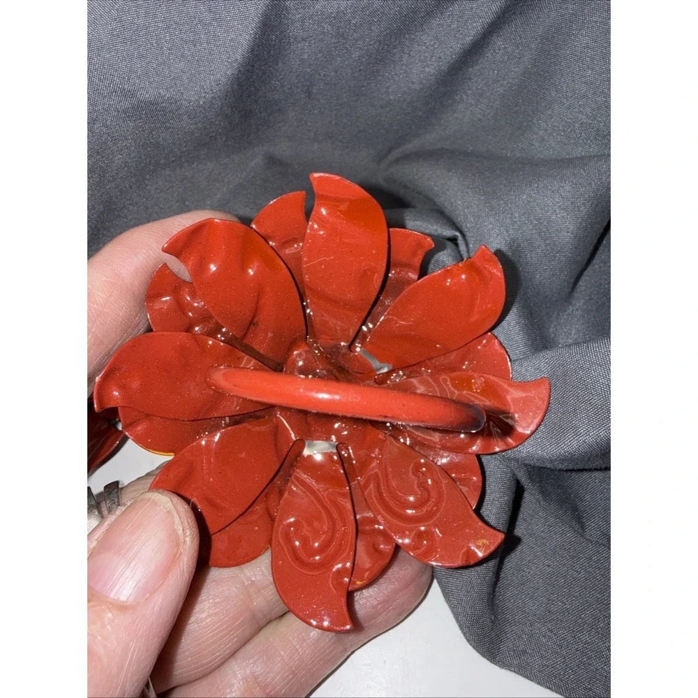 Pier 1 Imports Enamel Metal Napkin Rings Spring Summer Poppy Flowers Sunflower
